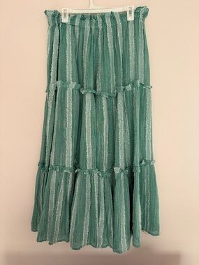 Tuckernuck Green Striped Tiered Maxi Skirt - Incredibly Soft